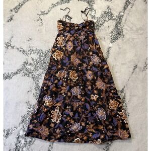 Seafolly Dress Womens Size M Multicolor Floral Print Inka Gypsy Tie Slip Midi
